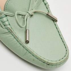 Tod's Green Leather Gommino Slip On Loafers Size 37