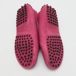Tod's Rose Pink Nubuck Leather Penny Slip On Loafers Size 38