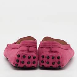 Tod's Rose Pink Nubuck Leather Penny Slip On Loafers Size 38