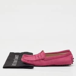 Tod's Rose Pink Nubuck Leather Penny Slip On Loafers Size 38