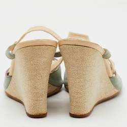 Tod's Pale Blue Suede Ankle Wrap Wedge Sandals Size 39
