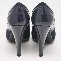 Tod's Navy Blue Leather and Suede Pumps Size 36