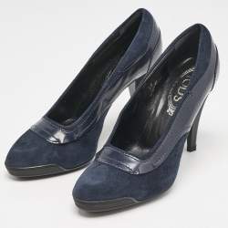 Tod's Navy Blue Leather and Suede Pumps Size 36