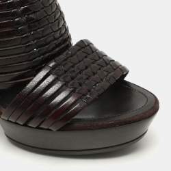 Tod's Brown Leather Platform Slide Sandals Size 36.5