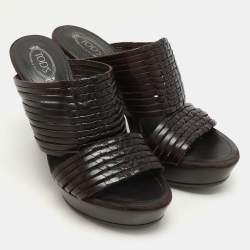 Tod's Brown Leather Platform Slide Sandals Size 36.5