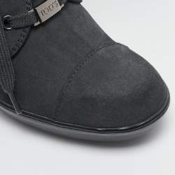Tod's Grey/Black Suede and Leather Ankle Boots Size 36