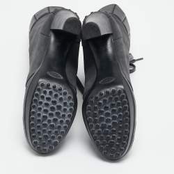 Tod's Grey/Black Suede and Leather Ankle Boots Size 36