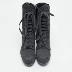 Tod's Grey/Black Suede and Leather Ankle Boots Size 36