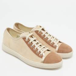 Tod's Gold/Beige Suede Lace Up Sneakers Size 39