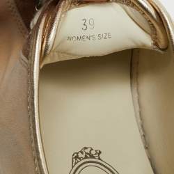 Tod's Gold/Beige Suede Lace Up Sneakers Size 39
