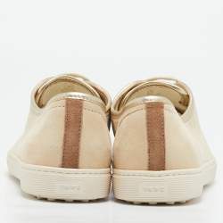 Tod's Gold/Beige Suede Lace Up Sneakers Size 39
