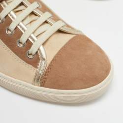 Tod's Gold/Beige Suede Lace Up Sneakers Size 39