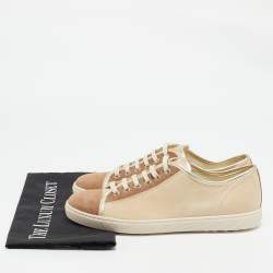 Tod's Gold/Beige Suede Lace Up Sneakers Size 39