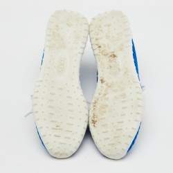 Pre Owned Tod's Blue/Beige Knit Fabric and Suede Sportiva Low Top Sneakers Size 37