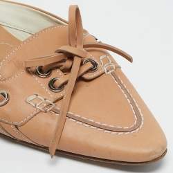 Tod's Beige Leather Shirley Mules Size 38.5
