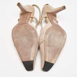 Tod's Beige Suede Crystal Embellished Pointed Toe Slingback Pumps Size 38