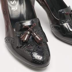 Tod's Two Tone Leather Penny Loafer Pumps Size 38.5