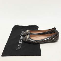 Tod's Green Croc Embossed Patent Leather Ballet Flats Size 36.5