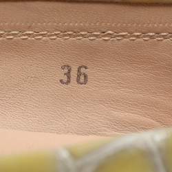 Tod's Yellow Croc Embossed Patent Leather Loafers Size 36