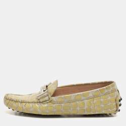 Tod's Yellow Croc Embossed Patent Leather Loafers Size 36