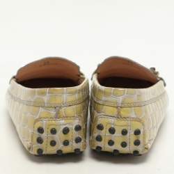 Tod's Yellow Croc Embossed Patent Leather Loafers Size 36