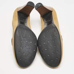 Tod's Brown/White Suede Penny Loafer Pumps Size 38