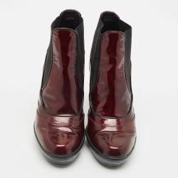 Tod's Burgundy Patent Leather Ankle Length Boots Size 36.5