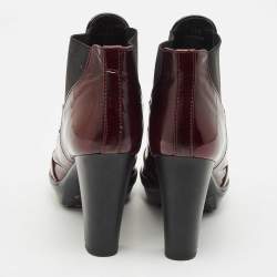 Tod's Burgundy Patent Leather Ankle Length Boots Size 36.5