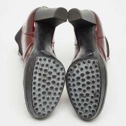 Tod's Burgundy Patent Leather Ankle Length Boots Size 36.5