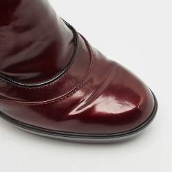 Tod's Burgundy Patent Leather Ankle Length Boots Size 36.5