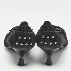 Tod's Black Suede Embellished Loafer Pumps Size 39