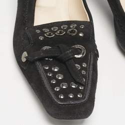 Tod's Black Suede Embellished Loafer Pumps Size 39