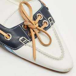 Tod's Blue/White Leather Mules Size 38