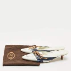 Tod's Blue/White Leather Mules Size 38