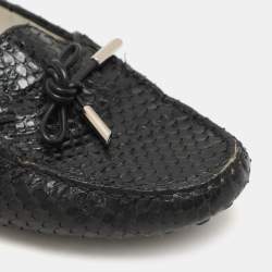 Tod's Black Python Bow Loafers Size 37