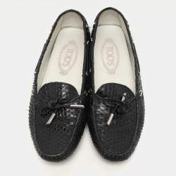 Tod's Black Python Bow Loafers Size 37