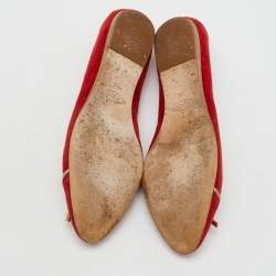 Tod's Red Suede Tassel Ballet Flats Size 39