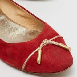 Tod's Red Suede Tassel Ballet Flats Size 39
