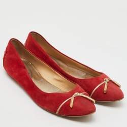 Tod's Red Suede Tassel Ballet Flats Size 39