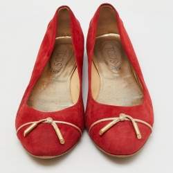 Tod's Red Suede Tassel Ballet Flats Size 39