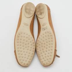 Tod's Beige Leather and Suede Gommini Ballet Flats Size 39