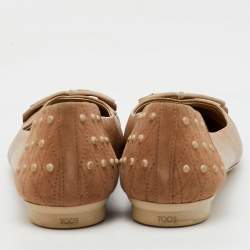 Tod's Beige Leather and Suede Gommini Ballet Flats Size 39