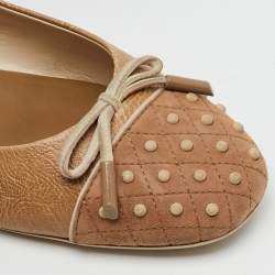 Tod's Beige Leather and Suede Gommini Ballet Flats Size 39