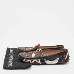 Tod's Black Leather Patchwork Embellished Slip On Loafers Size 39.5