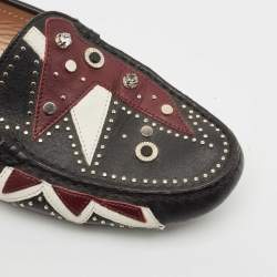Tod's Black Leather Patchwork Embellished Slip On Loafers Size 39.5
