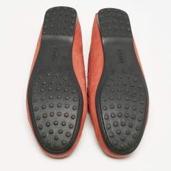 Tod's Red Nubuck Leather Bow Slip On Loafers Size 39.5