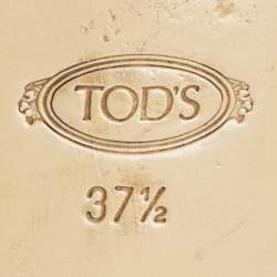 Pre Owned Tod's Cream Leather Double T Loafers Size 37.5