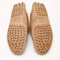 Pre Owned Tod's Brown Suede Crystal Embellished Driver Loafers Size 37.5
