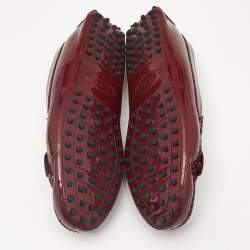Tod's Burgundy Patent Leather Safety Pin Detail Fringe Loafers Size 37.5