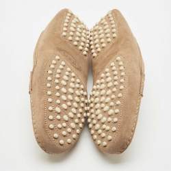 Tod's Beige/Gold Suede Penny Loafers Size 39
